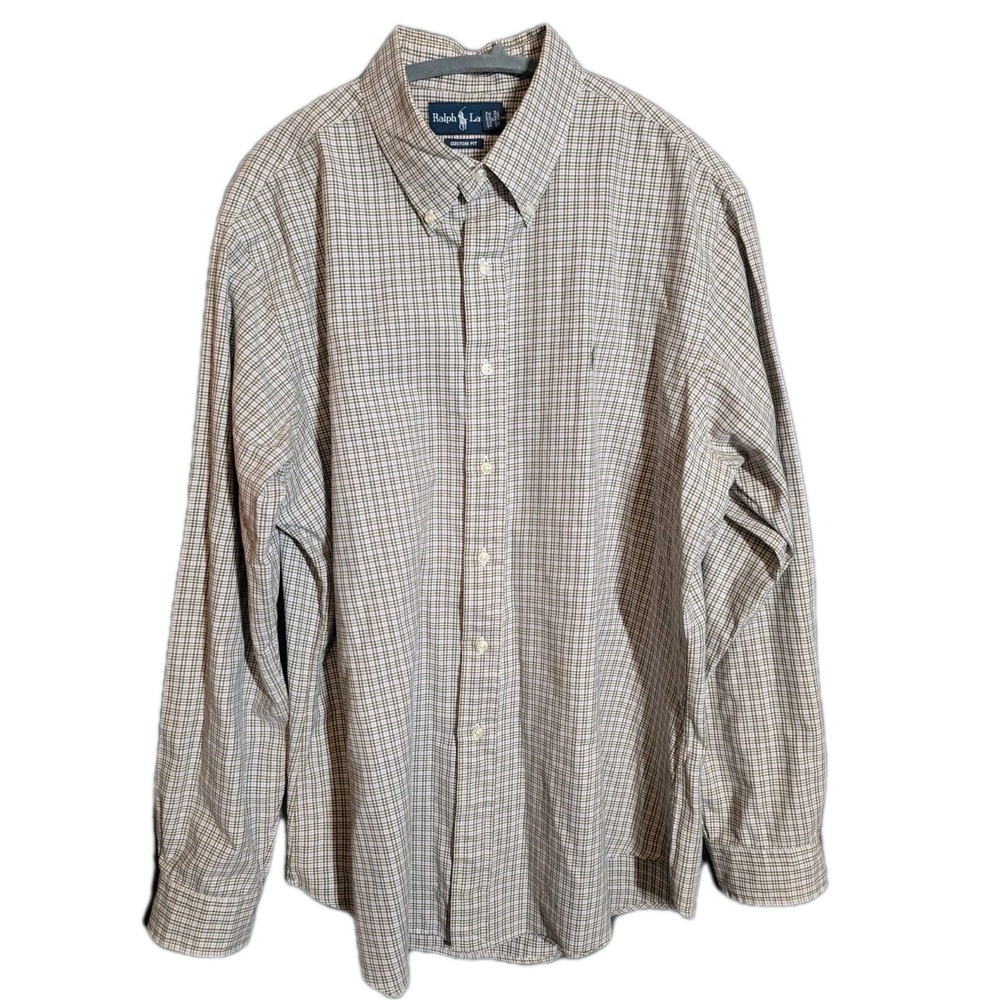 Ralph Lauren XL Custom Fit Plaid Shirt Cottagecore Ivy Y2K Preppy‎ Button Down